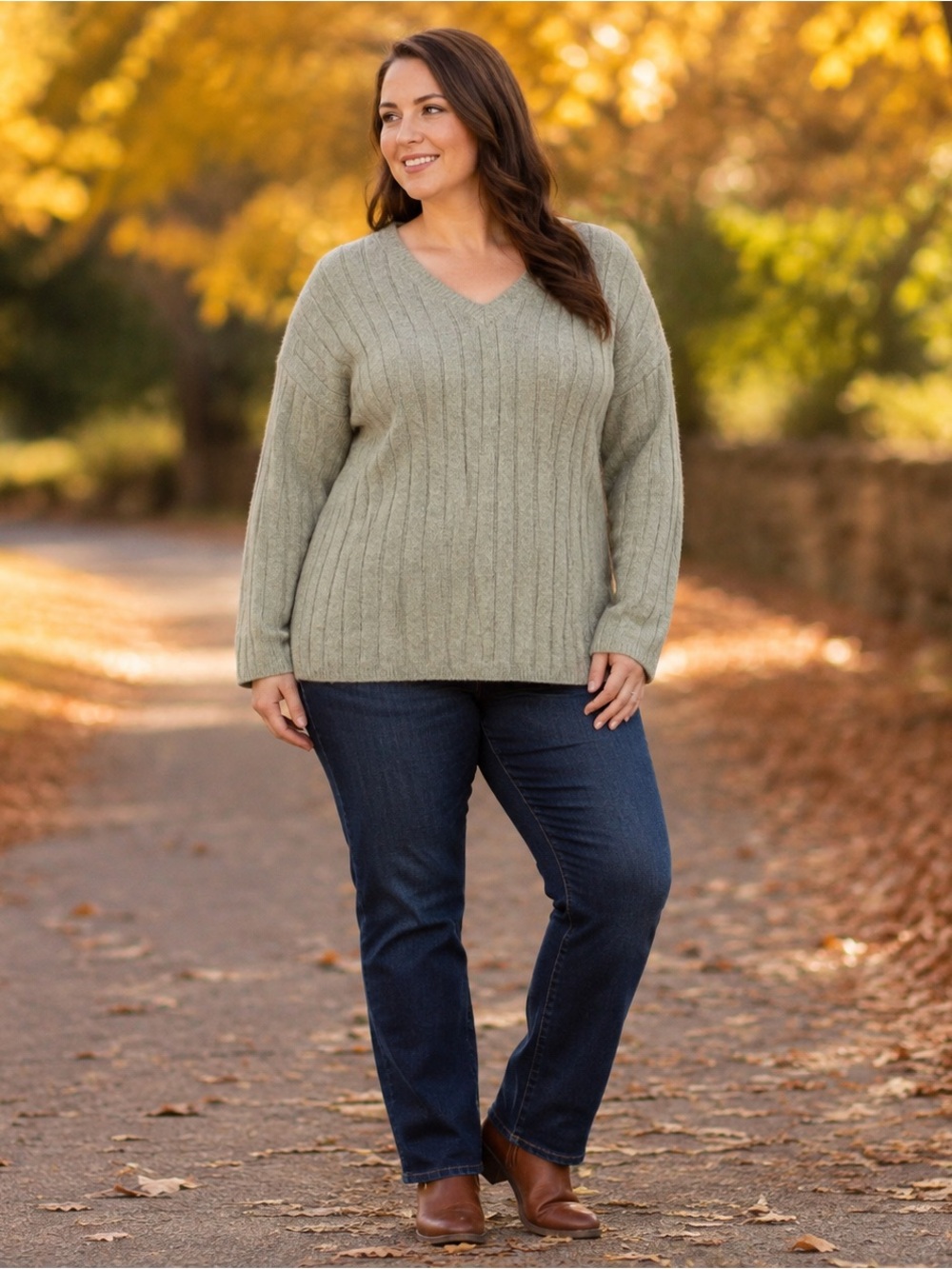 Ottimo 18 Via Roma Lambswool Rabbit V Neck Ribbed Sweater Large Women - Picture 1 of 9